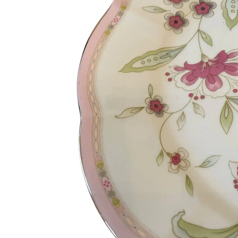 Grace Teaware Pink Corn Flowers with Gold Trim 10.5” Dinner Plates Set of 4 New